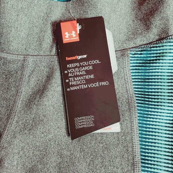 Under Armour Womens HeatGear Compression Leggings XS Gray & Blue Yoga Athletic - Picture 5 of 9